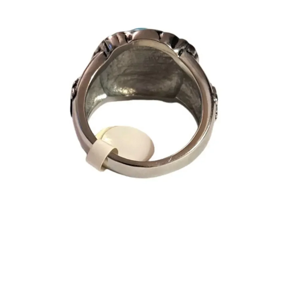 New‎ stainless steel ring with turquoise size 18